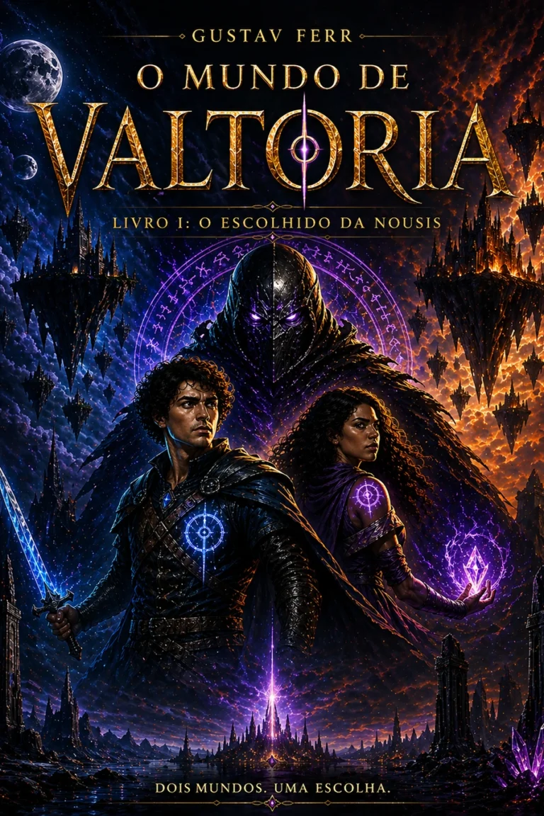 Capa oficial de O Mundo de Valtoria — Volume I: O Escolhido da Nousis.
